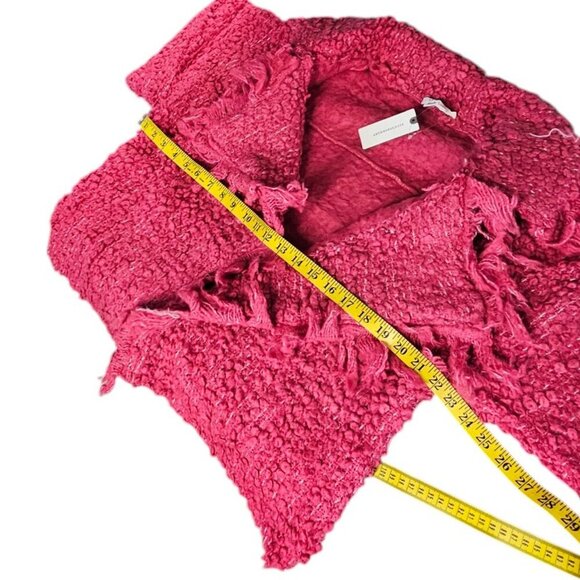Anthropologie Cozy Textured Kimono Pink Shaggy Wool Blend One Size Wrap - Picture 3 of 9